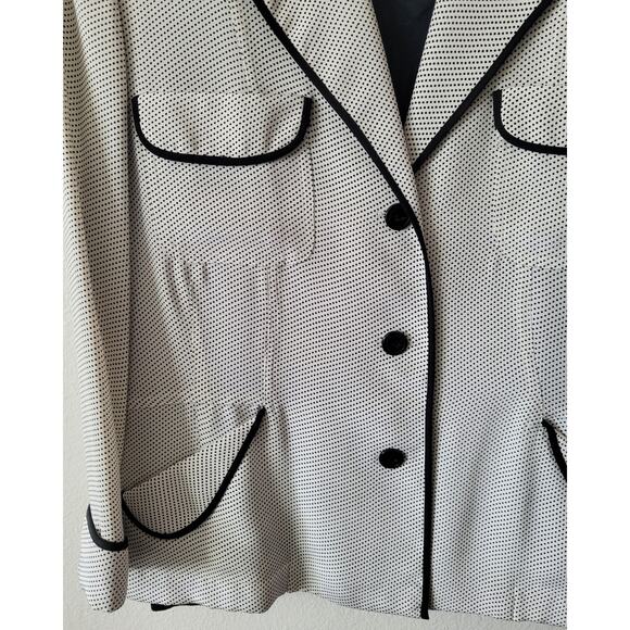 Jones New York Black Polk-a-Dot White Blazer Dress Jacket, Sz. Approx. 6 - Picture 5 of 9